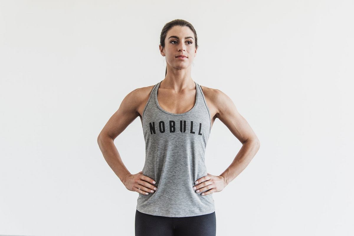 Nobull Racerback Women's Tank Tops Grey | Australia (WT9376)